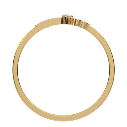 0.025 ct Round Cut Simulated Clear Diamond dainty Minimalist Floral Petal Nature light 14K / 18K Solid Yellow Gold everyday wedding band