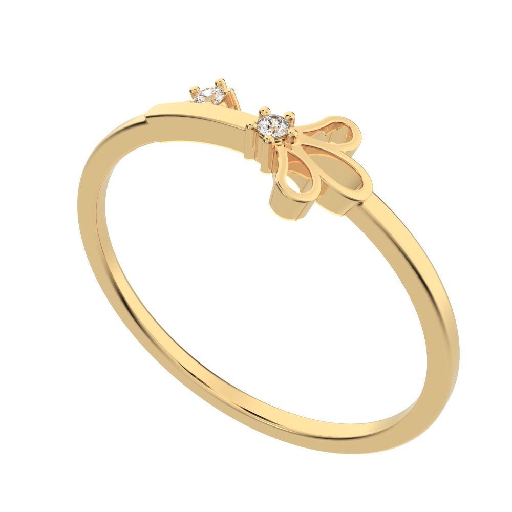 0.025 ct Round Cut Moissanite dainty Minimalist Floral Petal Nature light 14K / 18K Solid Yellow Gold everyday wedding band