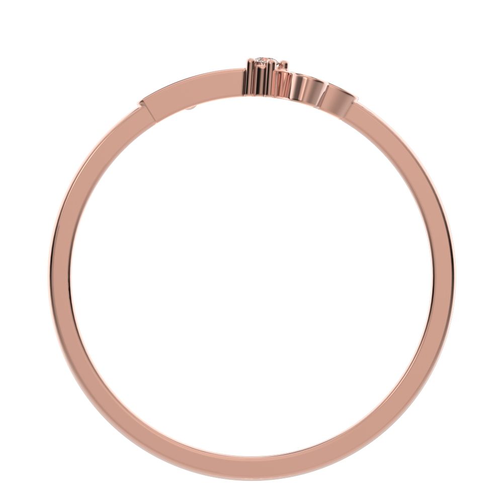 0.025 ct Round Cut Simulated Clear Diamond dainty Minimalist Floral Petal Nature light 14K / 18K Solid Rose Gold everyday wedding band