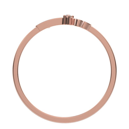 0.025 ct Round Cut Simulated Clear Diamond dainty Minimalist Floral Petal Nature light 14K / 18K Solid Rose Gold everyday wedding band