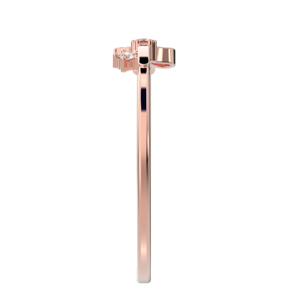 0.025 ct Round Cut Simulated Clear Diamond dainty Minimalist Floral Petal Nature light 14K / 18K Solid Rose Gold everyday wedding band