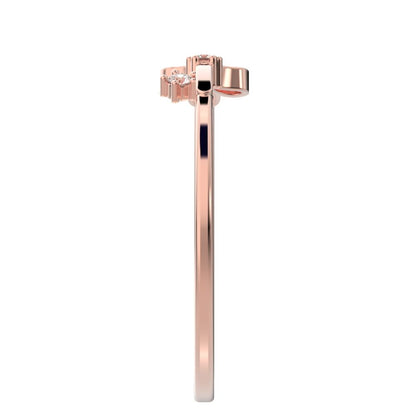 0.025 ct Round Cut Simulated Clear Diamond dainty Minimalist Floral Petal Nature light 14K / 18K Solid Rose Gold everyday wedding band