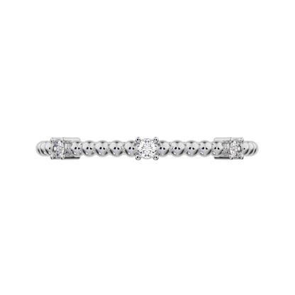 0.045 ct Round Cut Simulated Clear Diamond dainty Minimalist braided twist Stackable light 14K / 18K Solid White Gold everyday wedding band