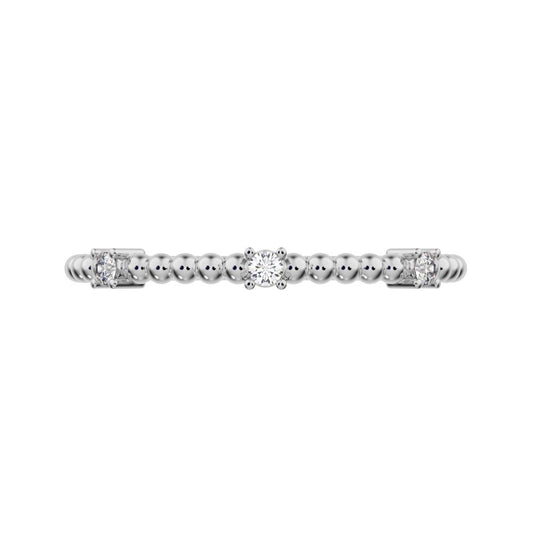 0.045 ct Round Cut Simulated Clear Diamond dainty Minimalist braided twist Stackable light 14K / 18K Solid White Gold everyday wedding band