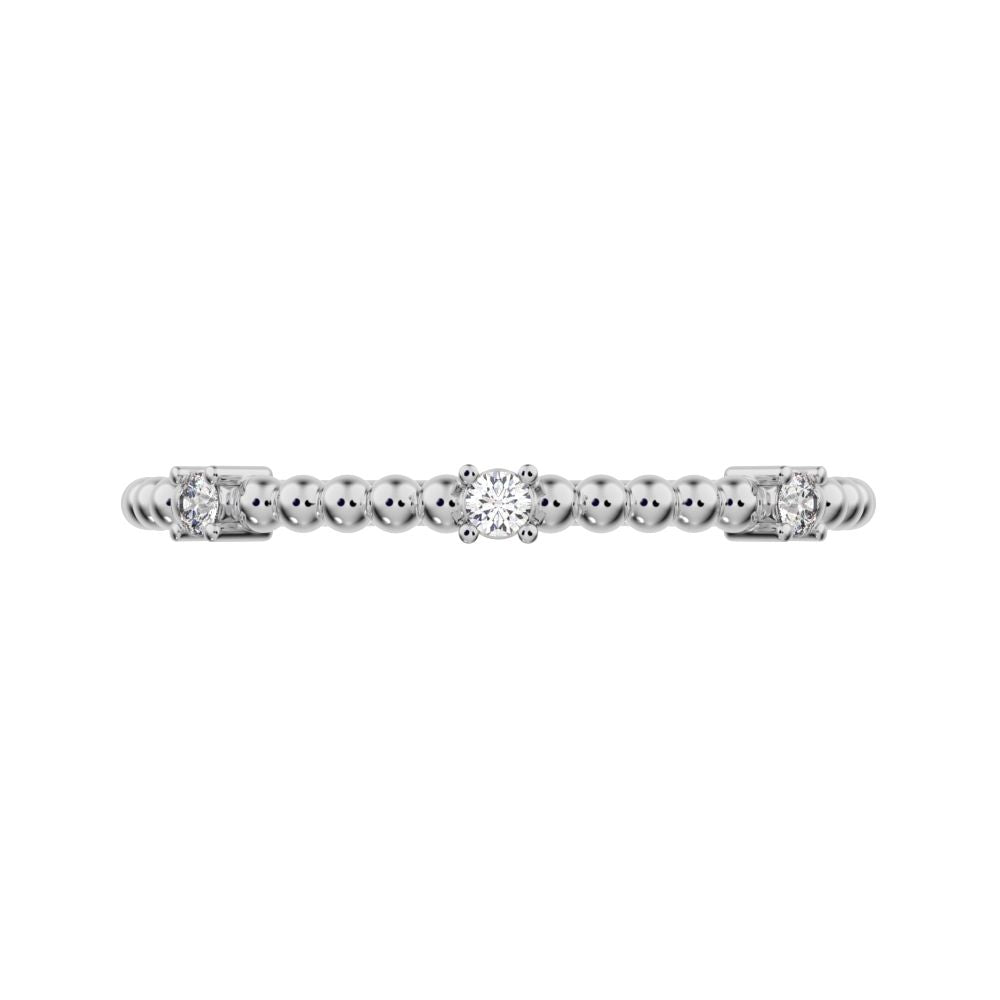 0.045 ct Round Cut Moissanite dainty Minimalist braided twist Stackable light 14K / 18K Solid White Gold everyday wedding band