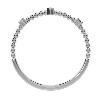 0.045 ct Round Cut Simulated Clear Diamond dainty Minimalist braided twist Stackable light 14K / 18K Solid White Gold everyday wedding band