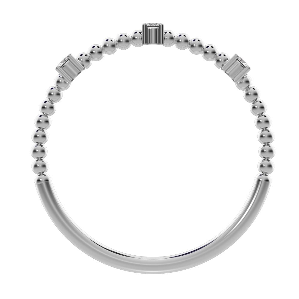 0.045 ct Round Cut Moissanite dainty Minimalist braided twist Stackable light 14K / 18K Solid White Gold everyday wedding band