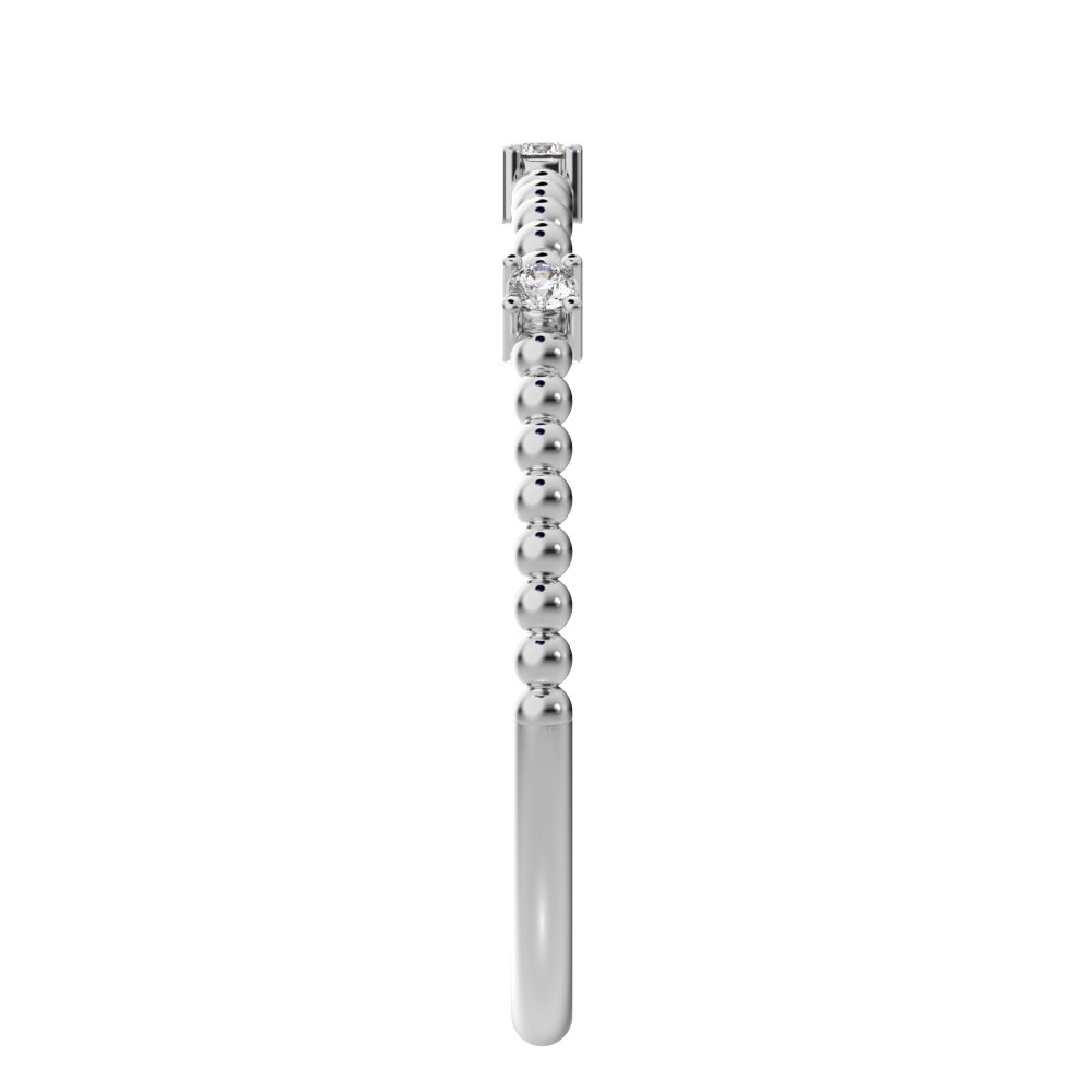 0.045 ct Round Cut Moissanite dainty Minimalist braided twist Stackable light 14K / 18K Solid White Gold everyday wedding band