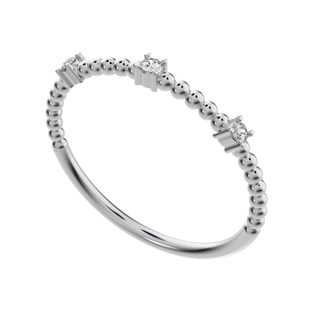 0.045 ct Round Cut Moissanite dainty Minimalist braided twist Stackable light 14K / 18K Solid White Gold everyday wedding band
