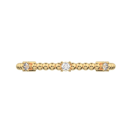 0.045 ct Round Cut Moissanite dainty Minimalist braided twist Stackable light 14K / 18K Solid Yellow Gold everyday wedding band
