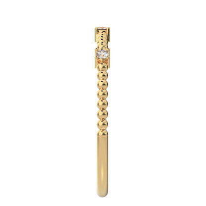 0.045Ct Round Cut Simulated Clear Diamond dainty Minimalist braided twist Stackable light 14K / 18K Solid Yellow Gold everyday wedding band