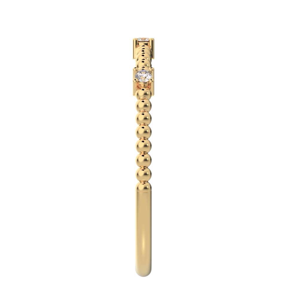 0.045 ct Round Cut Moissanite dainty Minimalist braided twist Stackable light 14K / 18K Solid Yellow Gold everyday wedding band