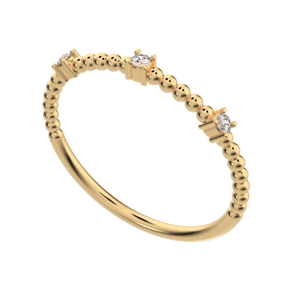 0.045 ct Round Cut Moissanite dainty Minimalist braided twist Stackable light 14K / 18K Solid Yellow Gold everyday wedding band