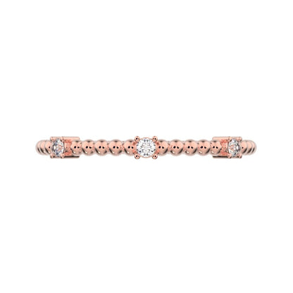 0.045 ct Round Cut Moissanite dainty Minimalist braided twist Stackable light 14K / 18K Solid Rose Gold everyday wedding band