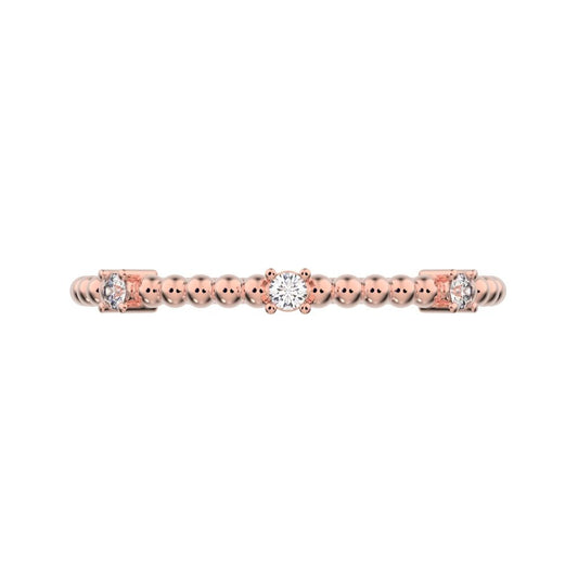 0.045 ct Round Cut Moissanite dainty Minimalist braided twist Stackable light 14K / 18K Solid Rose Gold everyday wedding band