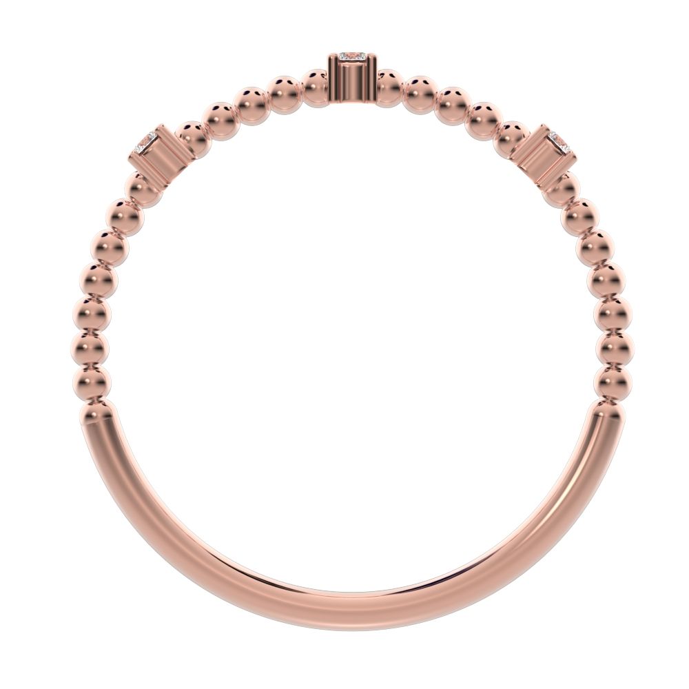 0.045 ct Round Cut Moissanite dainty Minimalist braided twist Stackable light 14K / 18K Solid Rose Gold everyday wedding band