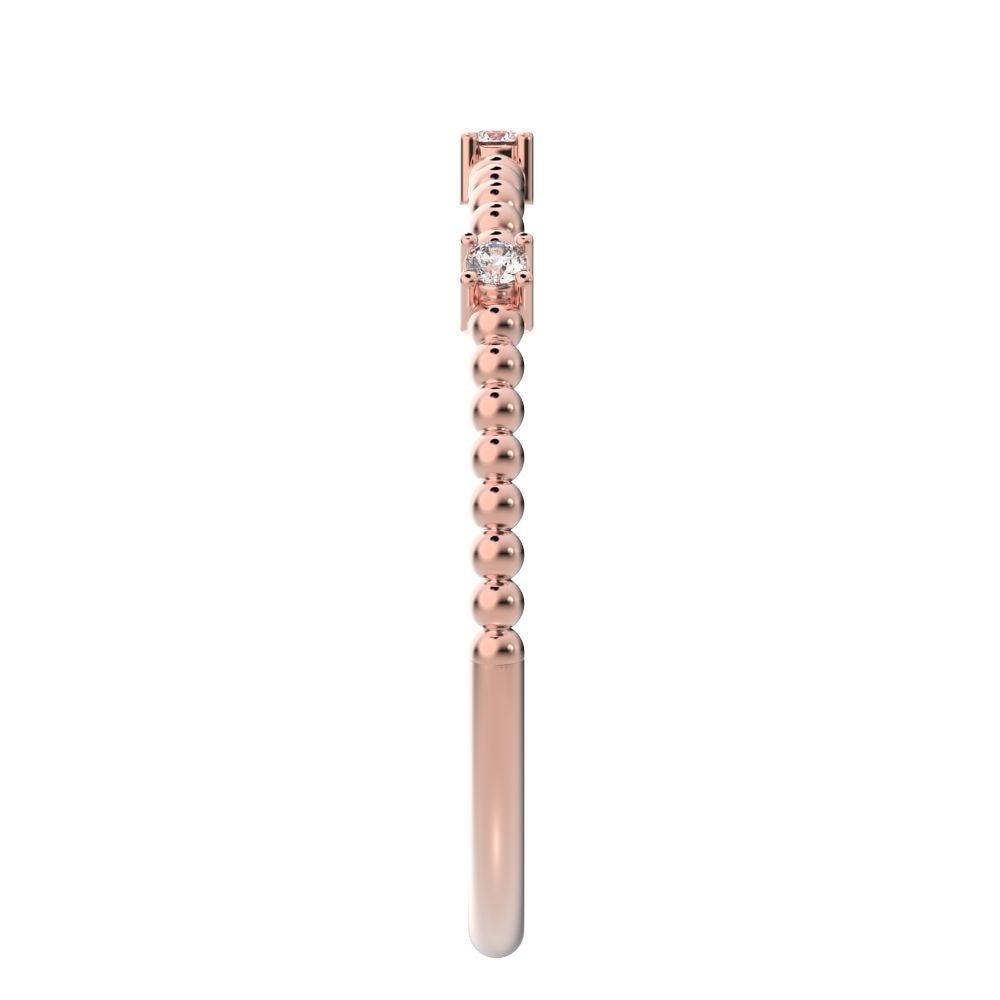 0.045 ct Round Cut Simulated Clear Diamond dainty Minimalist braided twist Stackable light 14K / 18K Solid Rose Gold everyday wedding band