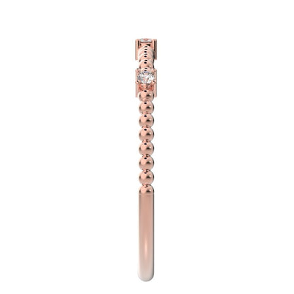 0.045 ct Round Cut Simulated Clear Diamond dainty Minimalist braided twist Stackable light 14K / 18K Solid Rose Gold everyday wedding band