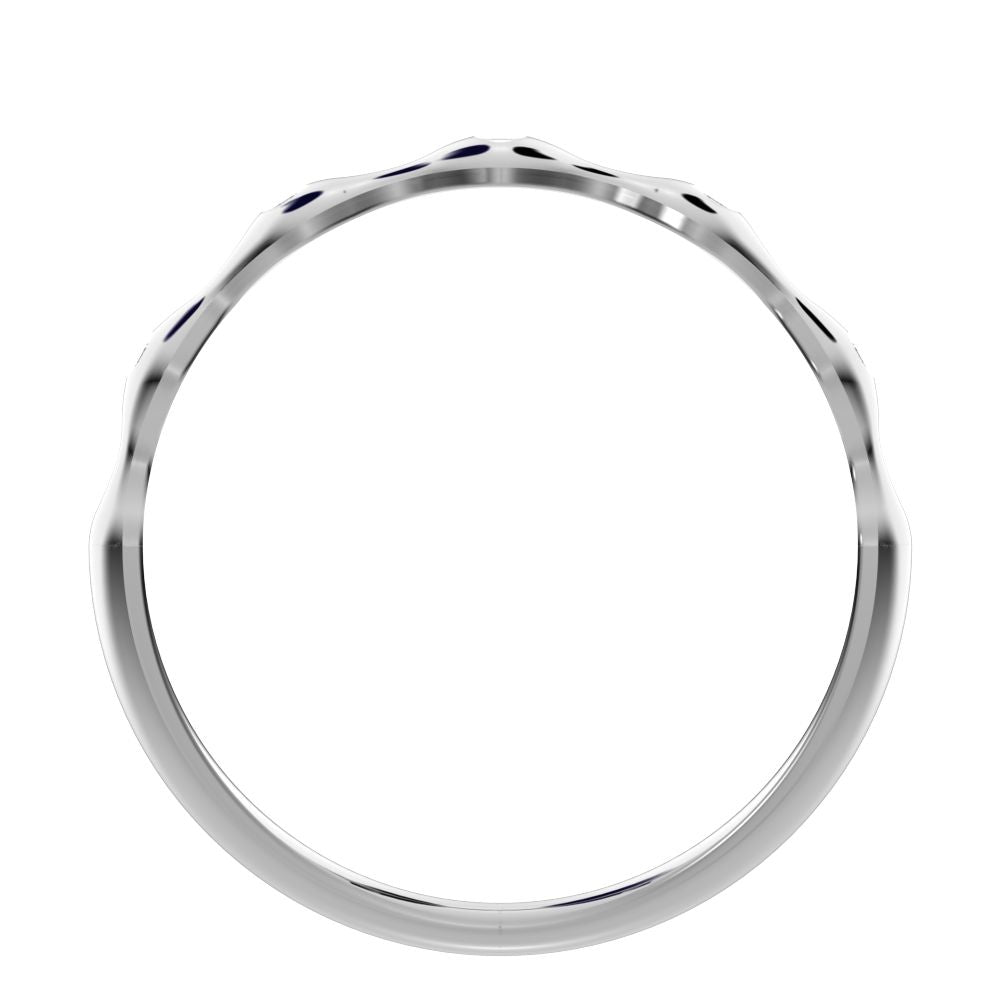 0.05Ct Round Cut Simulated Clear Diamond Minimalist interwoven bezel twisted Stackable 14K / 18K Solid White Gold everyday wedding band