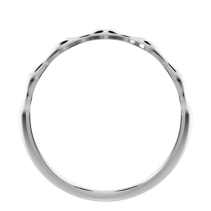 0.05 ct Round Cut Moissanite dainty Minimalist interwoven bezel twisted Stackable 14K / 18K Solid White Gold everyday wedding band