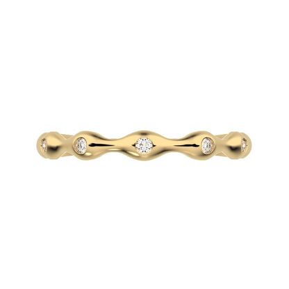 0.05Ct Round Cut Simulated Clear Diamond Minimalist interwoven bezel twisted Stackable 14K / 18K Solid Yellow Gold everyday wedding band