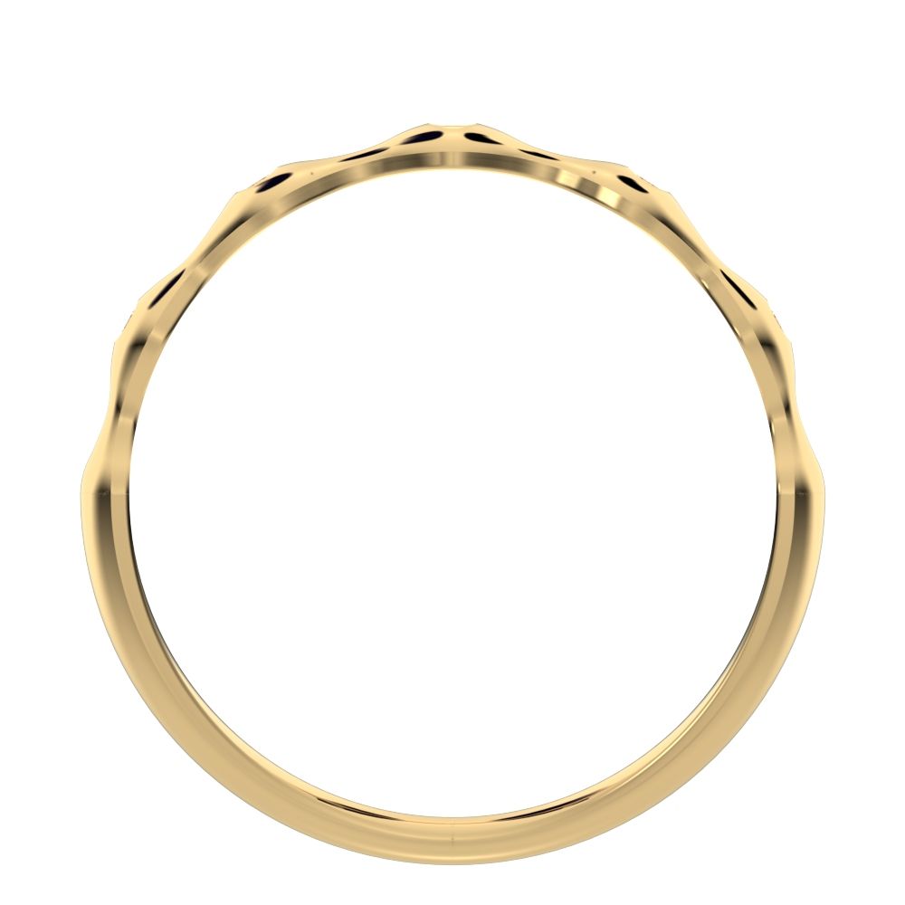 0.05Ct Round Cut Simulated Clear Diamond Minimalist interwoven bezel twisted Stackable 14K / 18K Solid Yellow Gold everyday wedding band