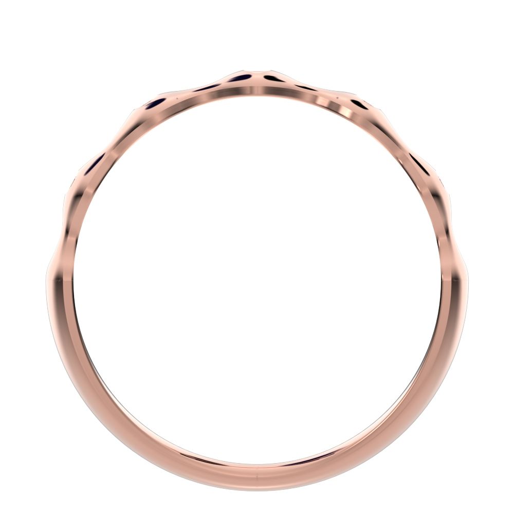 0.05Ct Round Cut Simulated Clear Diamond Minimalist interwoven bezel twisted Stackable 14K / 18K Solid Rose Gold everyday wedding band