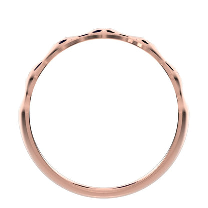 0.05 ct Round Cut Moissanite dainty Minimalist interwoven bezel twisted Stackable 14K / 18K Solid Rose Gold everyday wedding band