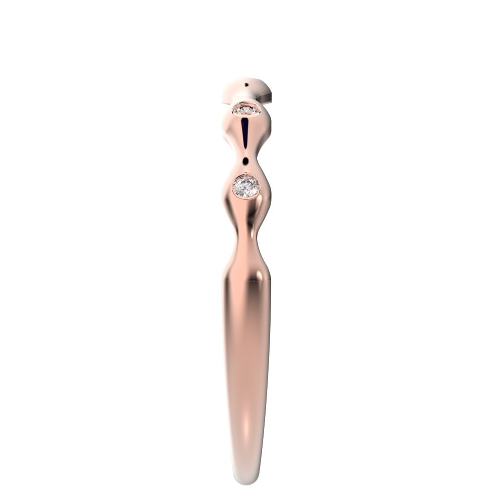 0.05Ct Round Cut Simulated Clear Diamond Minimalist interwoven bezel twisted Stackable 14K / 18K Solid Rose Gold everyday wedding band