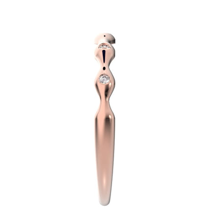 0.05Ct Round Cut Simulated Clear Diamond Minimalist interwoven bezel twisted Stackable 14K / 18K Solid Rose Gold everyday wedding band