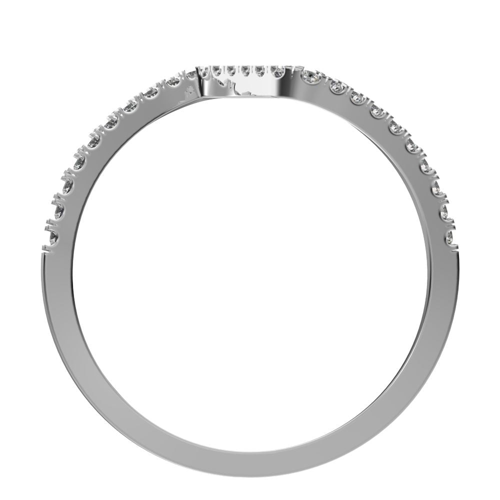 0.195 ct Round Cut Moissanite dainty Minimalist zigzag chevron Stackable light 14K / 18K Solid White Gold everyday wedding band