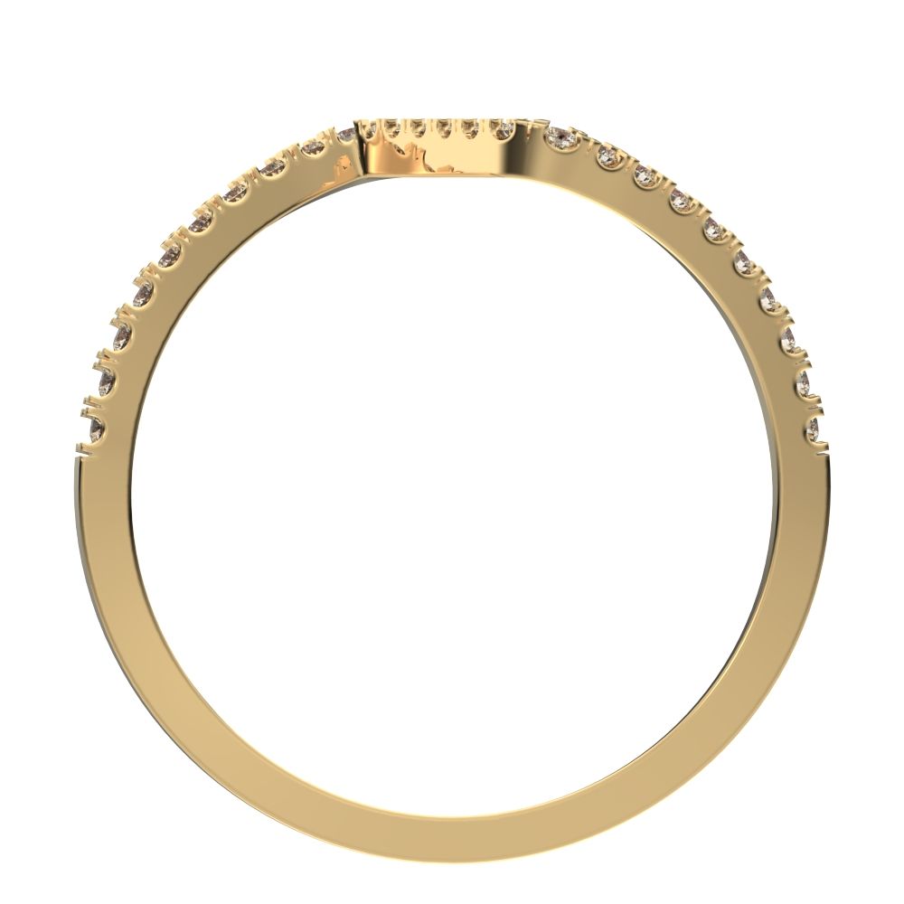 0.195 ct Round Cut Moissanite dainty Minimalist zigzag chevron Stackable light 14K / 18K Solid Yellow Gold everyday wedding band