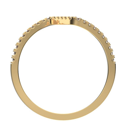 0.195 ct Round Cut Moissanite dainty Minimalist zigzag chevron Stackable light 14K / 18K Solid Yellow Gold everyday wedding band