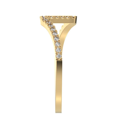 0.195Ct Round Cut Simulated Clear Diamond Minimalist zigzag chevron Stackable light 14K / 18K Solid Yellow Gold everyday wedding band