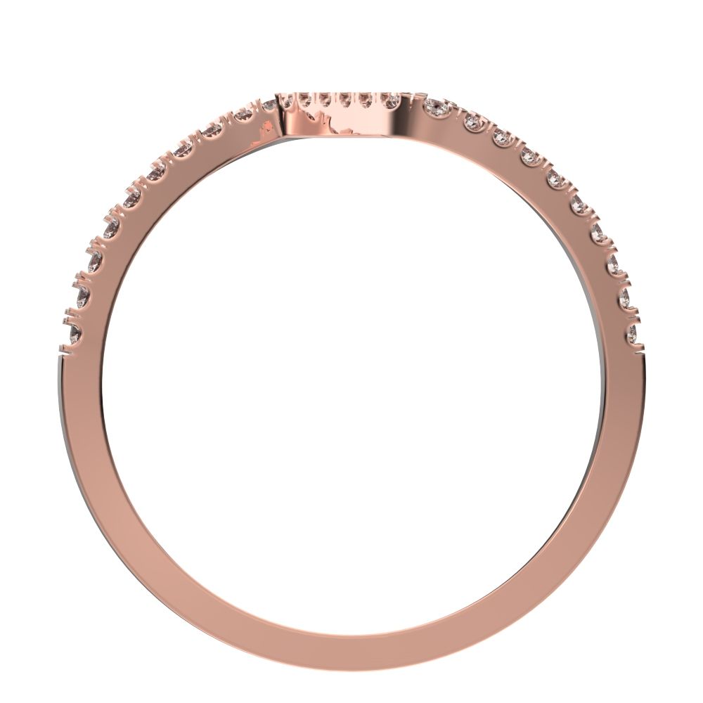 0.195 ct Round Cut Moissanite dainty Minimalist zigzag chevron Stackable light 14K / 18K Solid Rose Gold everyday wedding band