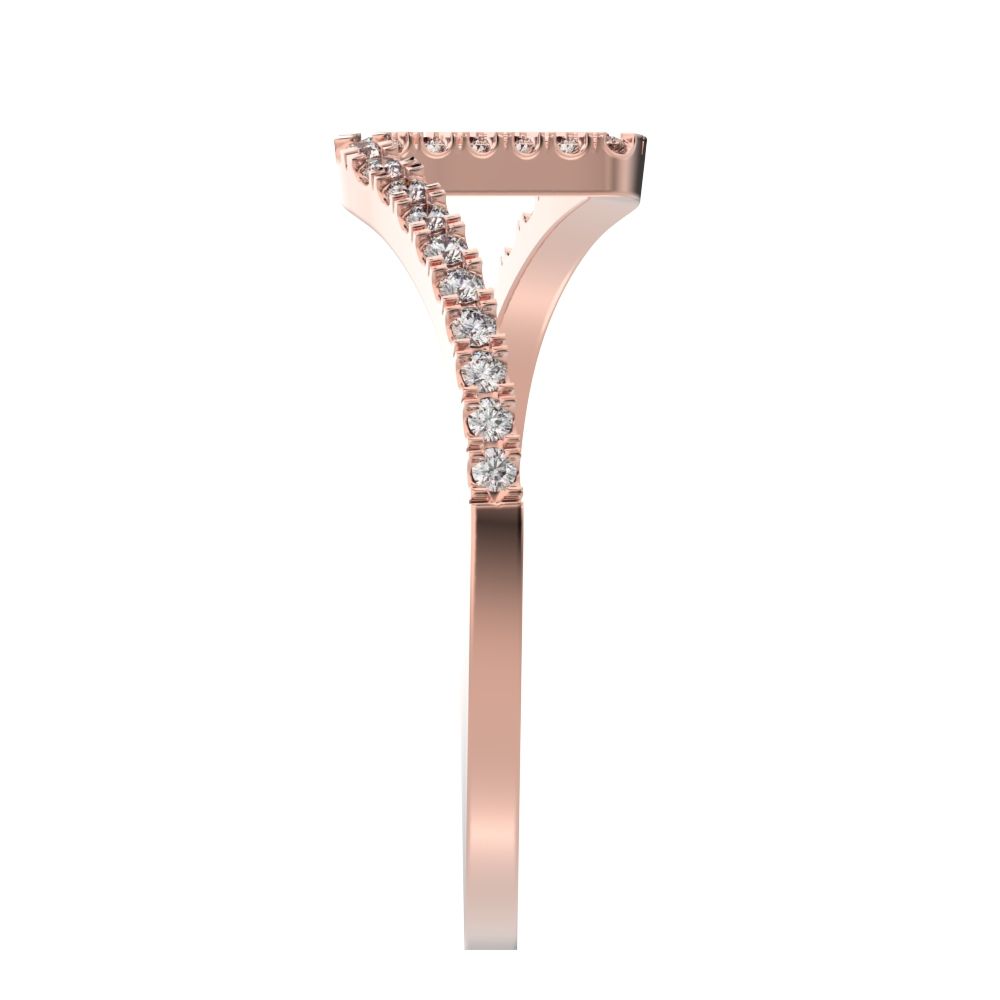 0.195 ct Round Cut Simulated Clear Diamond dainty Minimalist zigzag chevron Stackable light 14K / 18K Solid Rose Gold everyday wedding band