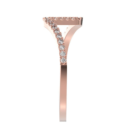 0.195 ct Round Cut Simulated Clear Diamond dainty Minimalist zigzag chevron Stackable light 14K / 18K Solid Rose Gold everyday wedding band