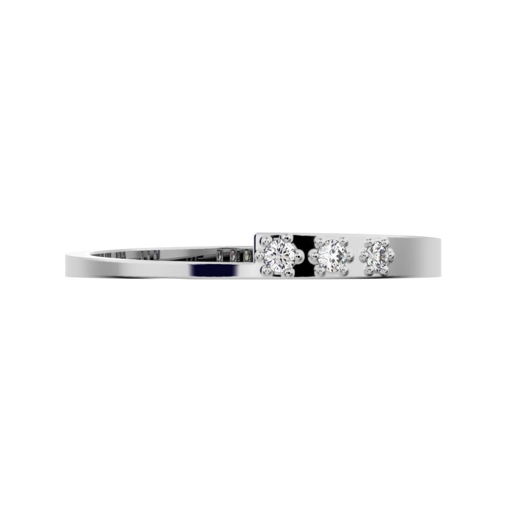 0.045 ct Round Cut Simulated Clear Diamond dainty Minimalist bar cluster overlap light 14K / 18K Solid White Gold everyday wedding band