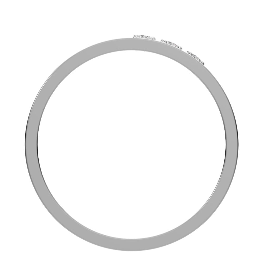 0.045 ct Round Cut Moissanite dainty Minimalist bar cluster overlap light 14K / 18K Solid White Gold everyday wedding band