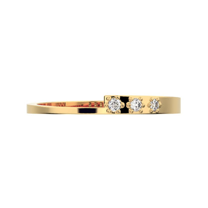 0.045 ct Round Cut Simulated Clear Diamond dainty Minimalist bar cluster overlap light 14K / 18K Solid Yellow Gold everyday wedding band