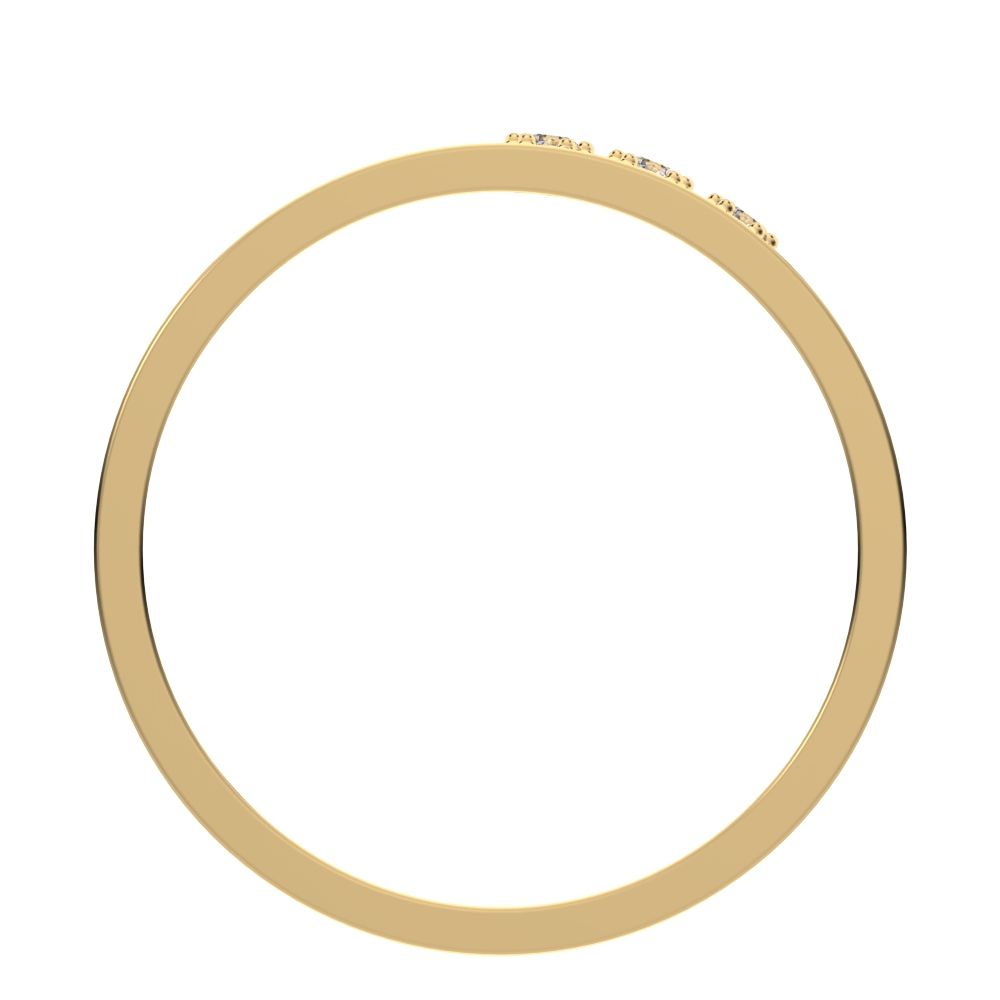 0.045 ct Round Cut Moissanite dainty Minimalist bar cluster overlap light 14K / 18K Solid Yellow Gold everyday wedding band