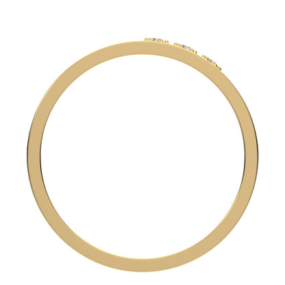 0.045 ct Round Cut Moissanite dainty Minimalist bar cluster overlap light 14K / 18K Solid Yellow Gold everyday wedding band