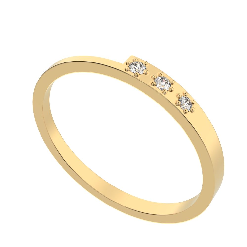 0.045 ct Round Cut Simulated Clear Diamond dainty Minimalist bar cluster overlap light 14K / 18K Solid Yellow Gold everyday wedding band