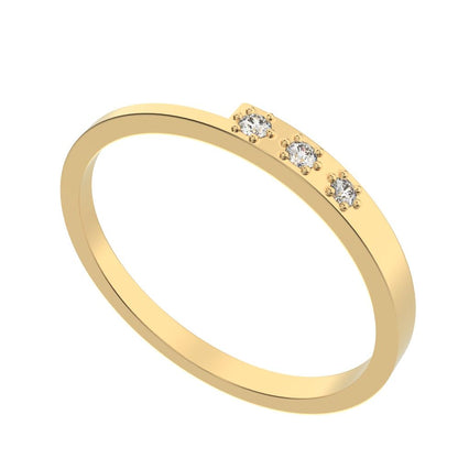 0.045 ct Round Cut Moissanite dainty Minimalist bar cluster overlap light 14K / 18K Solid Yellow Gold everyday wedding band