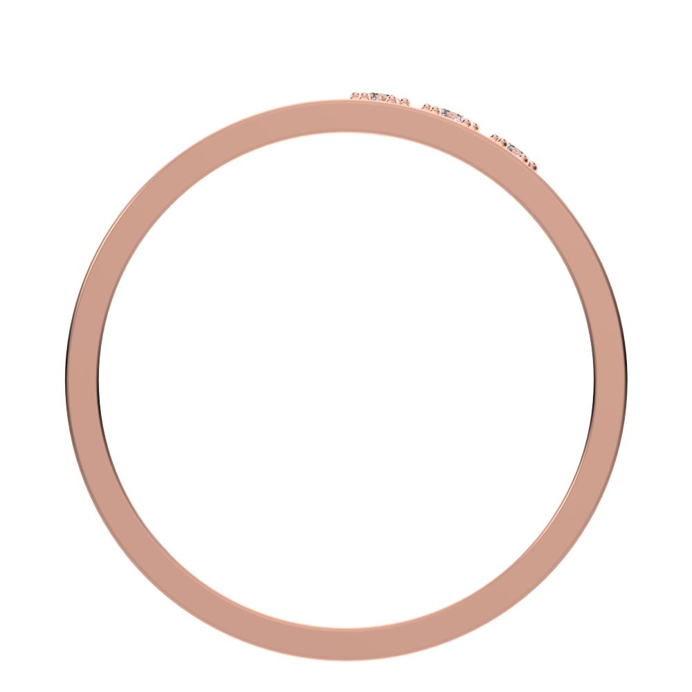 0.045 ct Round Cut Simulated Clear Diamond dainty Minimalist bar cluster overlap light 14K / 18K Solid Rose Gold everyday wedding band