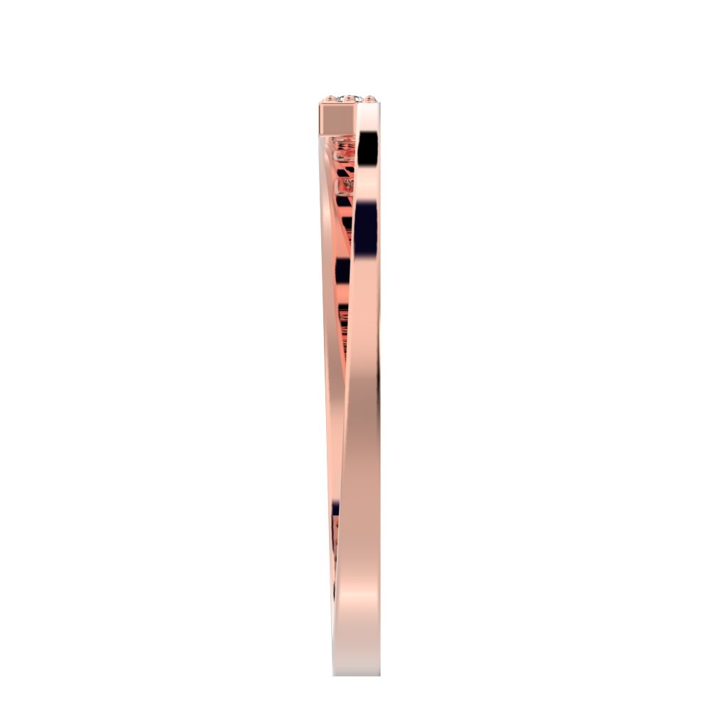 0.045 ct Round Cut Moissanite dainty Minimalist bar cluster overlap light 14K / 18K Solid Rose Gold everyday wedding band