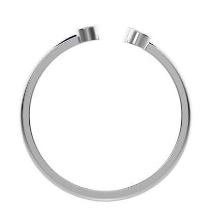 0.045 ct Round Cut Moissanite dainty Minimalist 3 stone floral bezel Stackable adjustable 14K / 18K Solid White Gold everyday wedding band