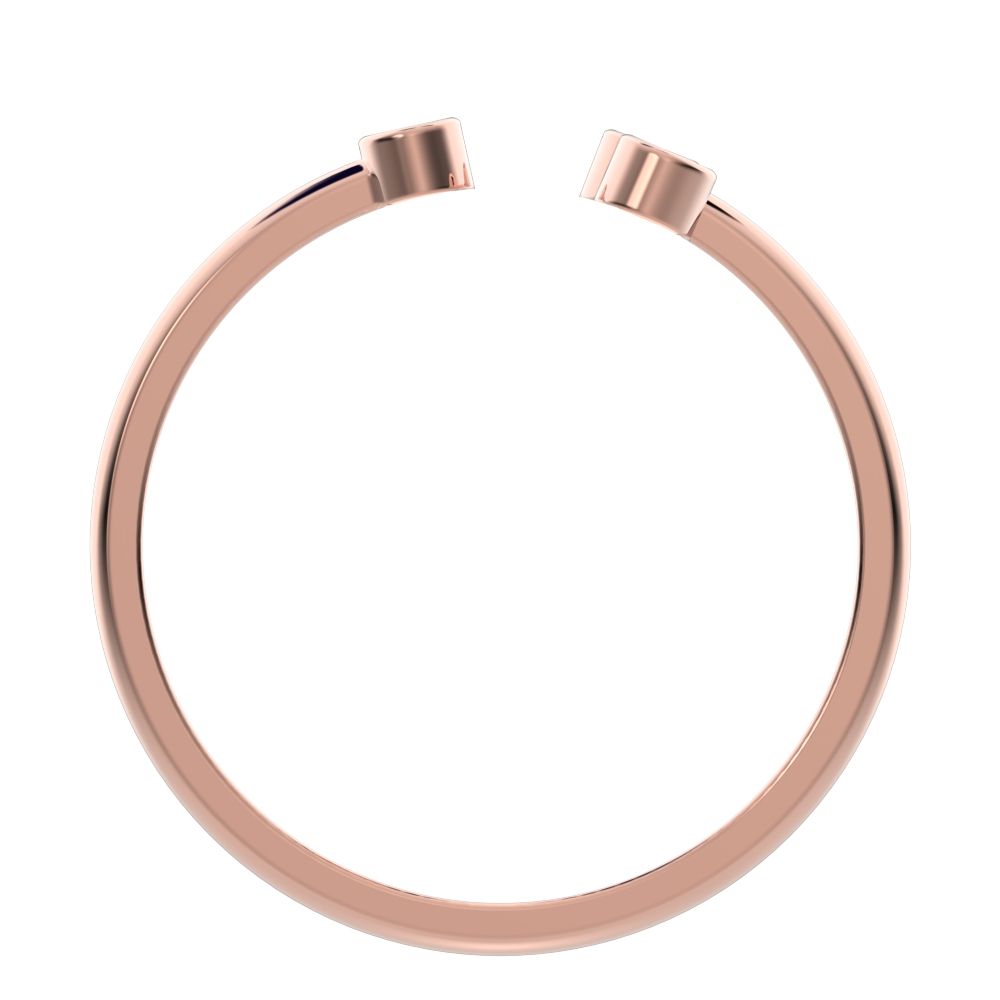 0.045Ct Round Cut Simulated Clear Diamond Minimalist 3 stone floral Stackable adjustable 14K / 18K Solid Rose Gold everyday wedding band