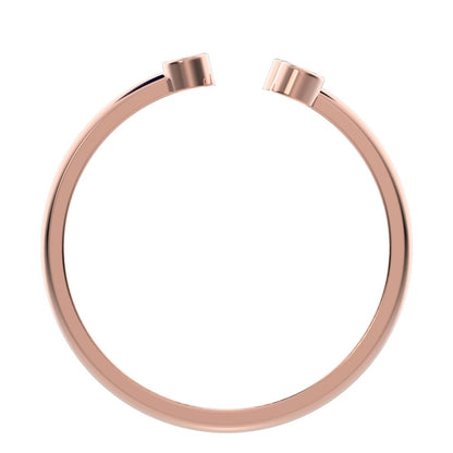 0.045 ct Round Cut Moissanite dainty Minimalist 3 stone floral bezel Stackable adjustable 14K / 18K Solid Rose Gold everyday wedding band