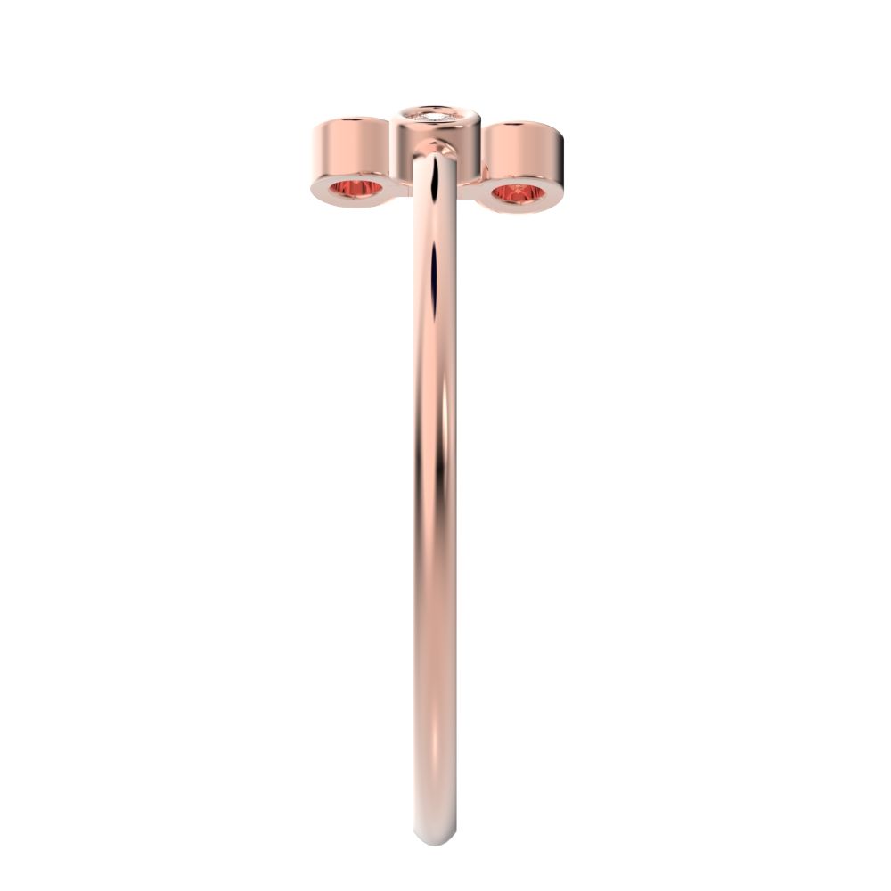 0.045Ct Round Cut Simulated Clear Diamond Minimalist 3 stone floral Stackable adjustable 14K / 18K Solid Rose Gold everyday wedding band